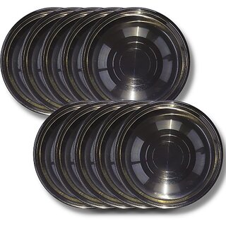                       SHINI LIFESTYLE Heavy Gauge Steel Laser Halva Plates / Breakfast Plates / Serving Plates, 17 cm Quarter Plate (Pack of 10)                                              