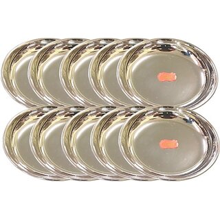                       SHINI LIFESTYLE Stainless Steel Halwa Plate /Small Plates/ Dessert Serving Plate/breakfast plate Quarter Plate (Pack of 10)                                              