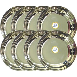                       SHINI LIFESTYLE Steel Set,Halwa Plate Set, Round Beeding Halwa Plate 12cm 