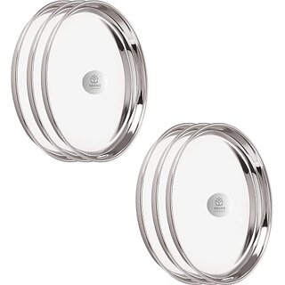                       SHINI LIFESTYLE stainless steel plate set,lunch plate,dinner thali,bhojan plate Dinner Plate (Pack of 4)                                              