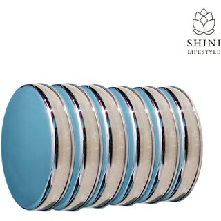                       SHINI LIFESTYLE Stainless Steel Dinner Plates,Bhojan Thali set,Sectioned Plate(dia-30, 1pc) Dinner Plate (Pack of 6)                                              