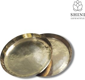 SHINI LIFESTYLE Brass Plates, Thali, Bhojan Thal, Exclusive Plates made From premium brass Dinner Plate (Pack of 2)