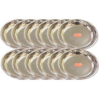                       SHINI LIFESTYLE Stainless Steel Halwa Plate /Small Plates/ Dessert Serving Plate/breakfast plate Quarter Plate (Pack of 12)                                              