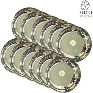                       SHINI LIFESTYLE Desert plate/Halva dish Halva platter/premium bowl with mirror finish/ Quarter Plate (Pack of 12)                                              