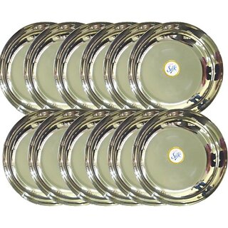                      SHINI LIFESTYLE Stainless Steel Halwa plate,Dessert Plate Set,Halwa Plate Set, Beeding Plate Quarter Plate (Pack of 12)                                              
