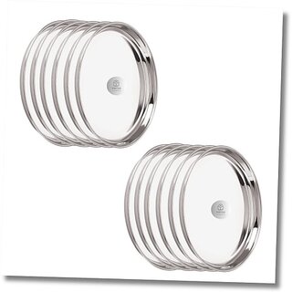                       SHINI LIFESTYLE Stainless Steel Thali Lunch/Dinner heavy Weight Quality Round Plates23cm Dinner Plate (Pack of 12)                                              
