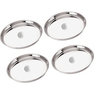                       SHINI LIFESTYLE Stainless Steel Traditional Dinner Plate | Khumcha Thali | dinner thali Dinner Plate (Pack of 4)                                              
