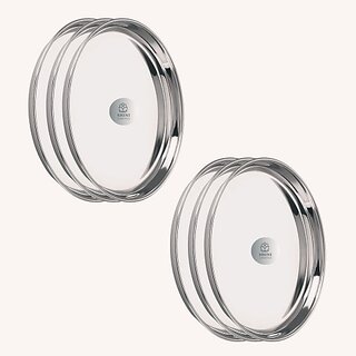                       SHINI LIFESTYLE stainless steel thali,dinner plate,lunch plate,bhojan thali, steel plate Dinner Plate (Pack of 6)                                              