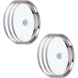                       SHINI LIFESTYLE High Gloss Mirror Finish Bhojan Thali Set, Dinner Plates, Lunch Plate Dinner Plate (Pack of 6)                                              