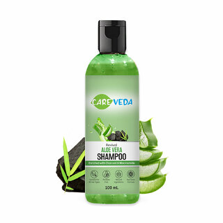                       CareVeda Revival Aloe Vera Shampoo, Enriched with Charcoal & Nicinamide, For All Hair Types 100 ml                                              