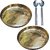 SHINI LIFESTYLE Pure Brass Thali Set For Pooja/Serving Purpose, Brass Plate 2pc with Spoon Set Dinner Plate (Pack of 4)