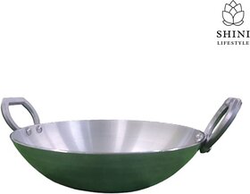 SHINI LIFESTYLE Pure Aluminium Kadhai, ROUND BOTTOM DEEP FRYING COOKING KADHAI Kadhai 26 cm diameter 1.5 L capacity (Aluminium, Non-stick)