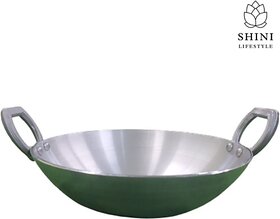 SHINI LIFESTYLE Aluminium kadhai, Frying pan, Kadhai, Frying Kadai (26cm, 1.5L) Kadhai 26 cm diameter 1.5 L capacity (Aluminium)