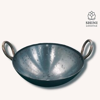                       SHINI LIFESTYLE Iron Kadhai , Kitchen Karahi, Kadhai 32 cm diameter 4 L capacity (Iron)                                              