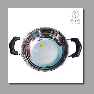                       SHINI LIFESTYLE Triply Stainless Steel Kadai Induction & Stove Kadhai 20 cm diameter 1.5 L capacity (Stainless Steel, Induction Bottom)                                              