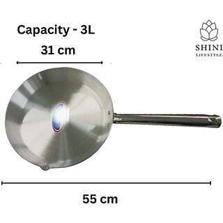                      SHINI LIFESTYLE Aluminium Fry Pan, Omlette Pan, Tadka Pan, Egg Pan, Cooking pan Fry Pan 31 cm diameter 3 L capacity (Aluminium)                                              