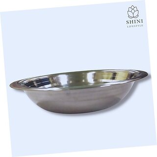                       SHINI LIFESTYLE Stainless Steel Mixing Bowl Stainless Steel Atta Parat / Basin, Mixing Serving Bowl for Home Kitchen 30cm (Pack of 1, Silver)                                              