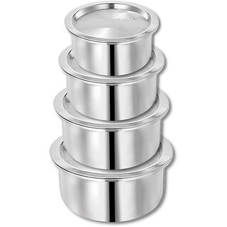                       SHINI LIFESTYLE Aluminium Bhagona, Patila, Tope, Pateli, Tapeli, Cookware Tope Milk Pot Set of 4 Tope Set with Lid 4 L capacity 26 cm diameter (Aluminium)                                              