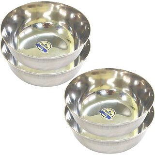                       SHINI LIFESTYLE Stainless Steel Vegetable Bowl (Pack of 4, Silver)                                              