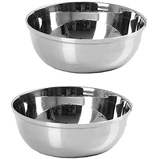                       SHINI LIFESTYLE Stainless Steel Vegetable Bowl Stainless steel bowl, Dal Chawal Bowl, Soup Bowl, Katori Steel Vegetable Bowl (Pack of 2, Silver)                                              