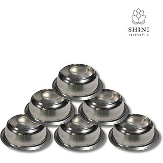                       SHINI LIFESTYLE Stainless Steel Vegetable Bowl Stainless steel , steel bowl , Food-grade ,Easy to clean 14 cm katori (Pack of 6, Silver)                                              
