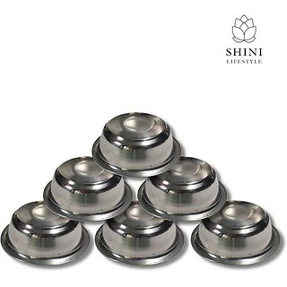                       SHINI LIFESTYLE Stainless Steel Vegetable Bowl Soup bowl, Katori, Wati, Badi Katori, Katori for dal And Rice (Pack of 6, Silver)                                              