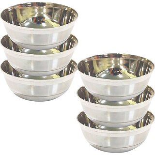                       SHINI LIFESTYLE Stainless Steel Serving Bowl Food container Dishware Kitchenware Tableware, katori, wati, bowl (Pack of 6, Silver)                                              