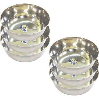                       SHINI LIFESTYLE Stainless Steel Serving Bowl (Pack of 6, Silver)                                              