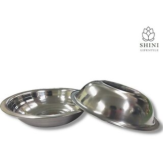                       SHINI LIFESTYLE Stainless Steel Mixing Bowl Stainless Steel Atta Parat / Basin, Mixing Serving Bowl for Home Kitchen 30cm (Pack of 2, Silver)                                              
