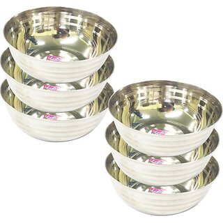                       SHINI LIFESTYLE Stainless Steel Serving Bowl Stainless Steel Curry Bowl/Wati/Katori/Vati/Serving Dish/Vegetable Katori 15cm (Pack of 6, Silver)                                              