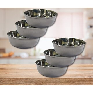                       SHINI LIFESTYLE Stainless Steel Vegetable Bowl Stainless steel bowl, Dal Chawal Bowl, Soup Bowl, Katori Steel Vegetable Bowl (Pack of 6, Silver)                                              