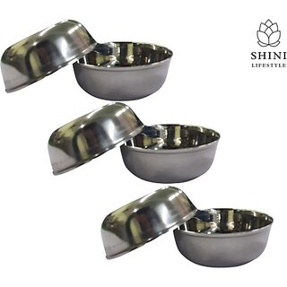                       SHINI LIFESTYLE Stainless Steel Vegetable Bowl Katora, Dal Chawal Bowl, Soup Bowl, Katori (Pack of 6, Silver)                                              