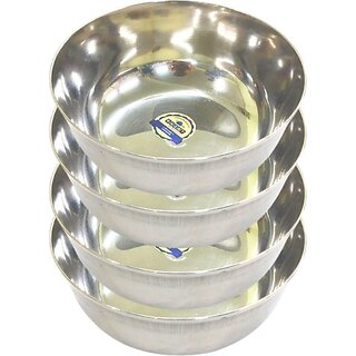                       SHINI LIFESTYLE Stainless Steel Serving Bowl (Pack of 4, Silver)                                              