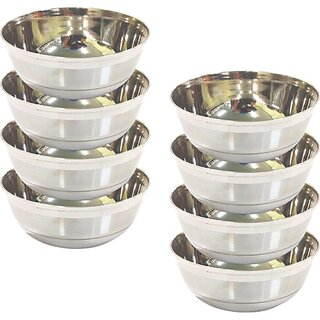                       SHINI LIFESTYLE Stainless Steel Serving Bowl Food container Dishware Kitchenware Tableware, katori, wati, bowl (Pack of 8, Silver)                                              