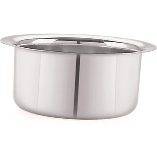                       SHINI LIFESTYLE Stainless Steel Serving Bowl Stainless steel Bhagona | milk pot and tope | Steel Rounded Patila (Pack of 1, Silver)                                              
