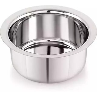                       SHINI LIFESTYLE Stainless Steel Serving Bowl Stainless Steel Steel Handi Set/ Patila /Pot/Tapeli/Bowl Handi, bhagona (Pack of 1, Silver)                                              