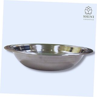                       SHINI LIFESTYLE Stainless Steel Mixing Bowl Stainless Steel Mixing Bowl, Serving Bowl Set, Big parat, Atta Parat35cm (Pack of 1, Silver)                                              