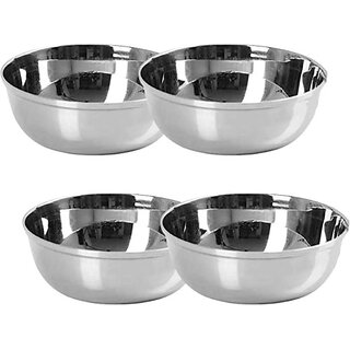                       SHINI LIFESTYLE Stainless Steel Vegetable Bowl (Pack of 4, Silver)                                              