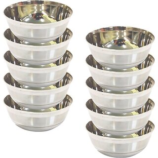                       SHINI LIFESTYLE Stainless Steel Serving Bowl Food container Dishware Kitchenware Tableware, katori, wati, bowl (Pack of 10, Silver)                                              