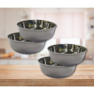                       SHINI LIFESTYLE Stainless Steel Vegetable Bowl Stainless steel bowl, Dal Chawal Bowl, Soup Bowl, Katori Steel Vegetable Bowl (Pack of 4, Silver)                                              