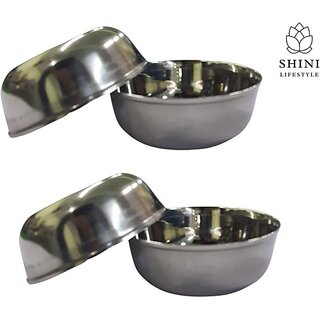                       SHINI LIFESTYLE Stainless Steel Vegetable Bowl Katora, Dal Chawal Bowl, Soup Bowl, Katori (Pack of 4, Silver)                                              