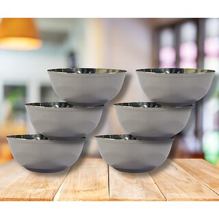                       SHINI LIFESTYLE Stainless Steel Vegetable Bowl Stainless Steel Heavy Gauge Katori Set, Dal Vati Bowl Set, Desert (Pack of 6, Silver)                                              