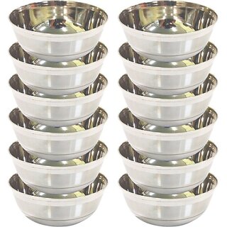                       SHINI LIFESTYLE Stainless Steel Serving Bowl (Pack of 12, Silver)                                              