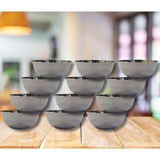                       SHINI LIFESTYLE Stainless Steel Vegetable Bowl Stainless Steel Heavy Gauge Katori Set, Dal Vati Bowl Set, Desert (Pack of 12, Silver)                                              