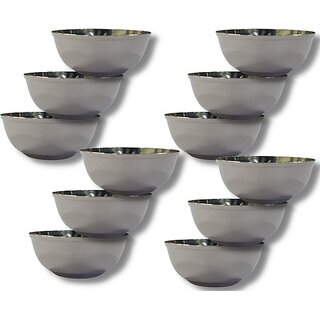                       SHINI LIFESTYLE Stainless Steel Vegetable Bowl (Pack of 12, Silver)                                              