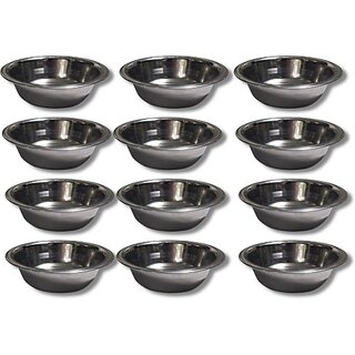                       SHINI LIFESTYLE Stainless Steel Vegetable Bowl Soup bowl, Katori, Wati, Badi Katori, Katori for dal And Rice (Pack of 12, Silver)                                              