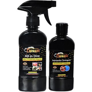 DIPREM 11 Liquid Car Polish and Shampoo 250 ml for Metal Parts, Exterior, Dashboard, Tyres, Windscreen Pack of 2