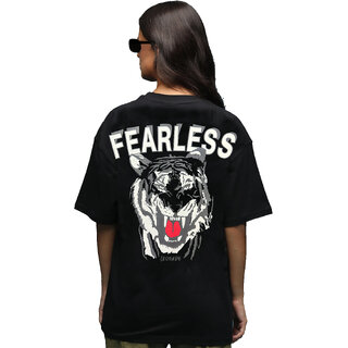                       Leotude Black Printed Cotton Blend Round Neck Half Sleeve T-Shirts For Womens                                              