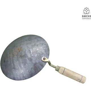 SHINI LIFESTYLE Iron tawa, Loha Iron Lokhand Roti/Chapati Tawa with Wooden Handle, dosa tawa Tawa 25 cm diameter (Iron)
