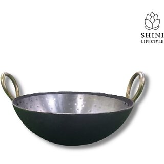                       SHINI LIFESTYLE Iron Kadhai , Kitchen Karahi, Kadhai 22 cm diameter 1.5 L capacity (Iron)                                              